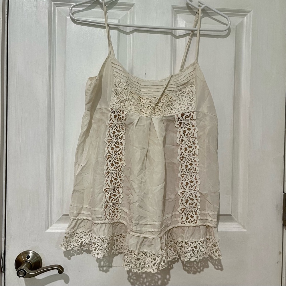 BCBG White lace babydoll top